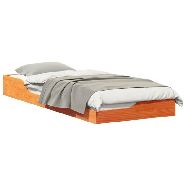 Bodenbettgestell Wachsbraun 90 x 220 cm Massivkiefer