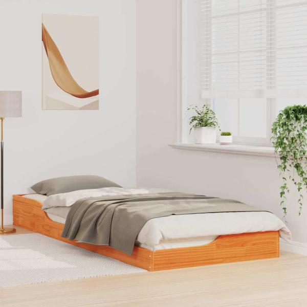 Bodenbettgestell Wachsbraun 90 x 220 cm Massivkiefer