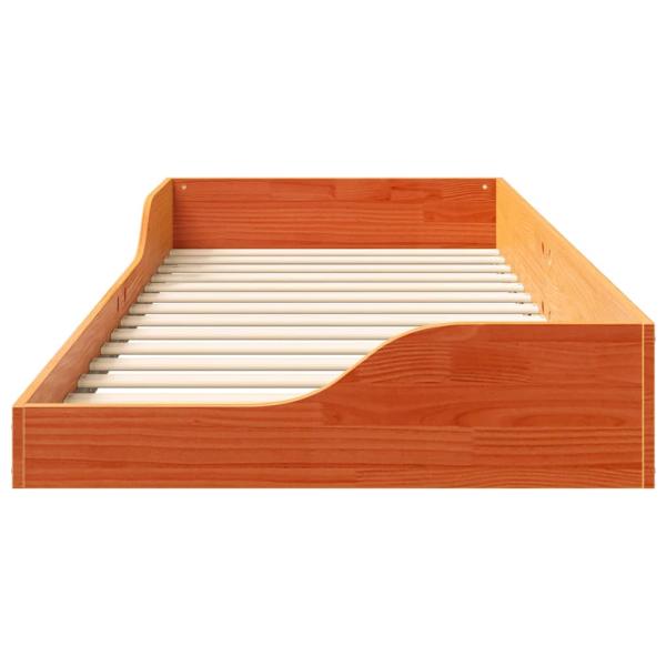 Bodenbettgestell Wachsbraun 90 x 220 cm Massivkiefer