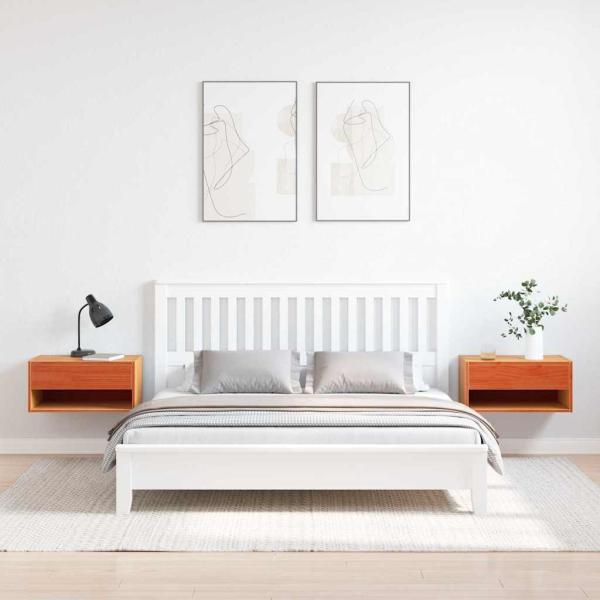 Wandmontierter Nachttisch 2 pcs Wachsbraun 50 x 32,5 x 24 cm