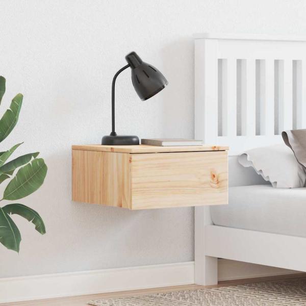 ARDEBO.de - Wandmontierter Nachttisch Braun 37 x 35 x 18,5 cm Massivkiefer