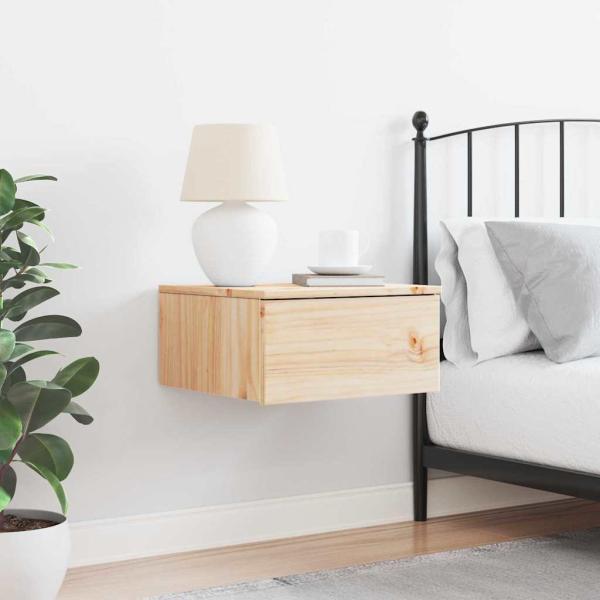 Wandmontierter Nachttisch Braun 37 x 35 x 18,5 cm Massivkiefer