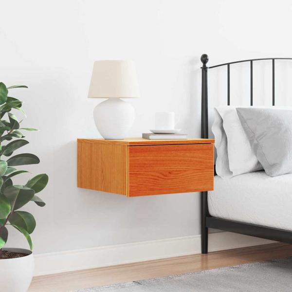 Wandmontierter Nachttisch Wachsbraun 37 x 35 x 18,5 cm