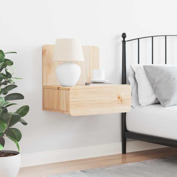 Wandmontierter Nachttisch Braun 44 x 32,5 x 40 cm Massivkiefer
