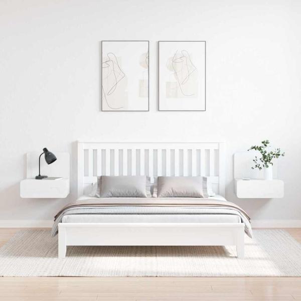Wandmontierter Nachttisch 2 pcs Weiß 44 x 32,5 x 40 cm