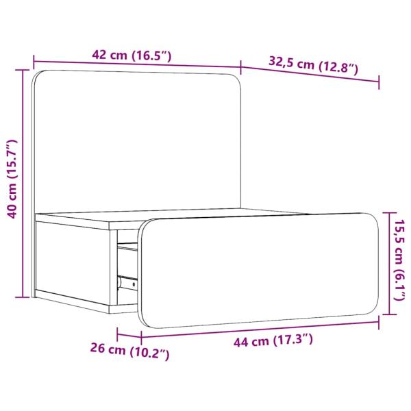 Wandmontierter Nachttisch Wachsbraun 44 x 32,5 x 40 cm