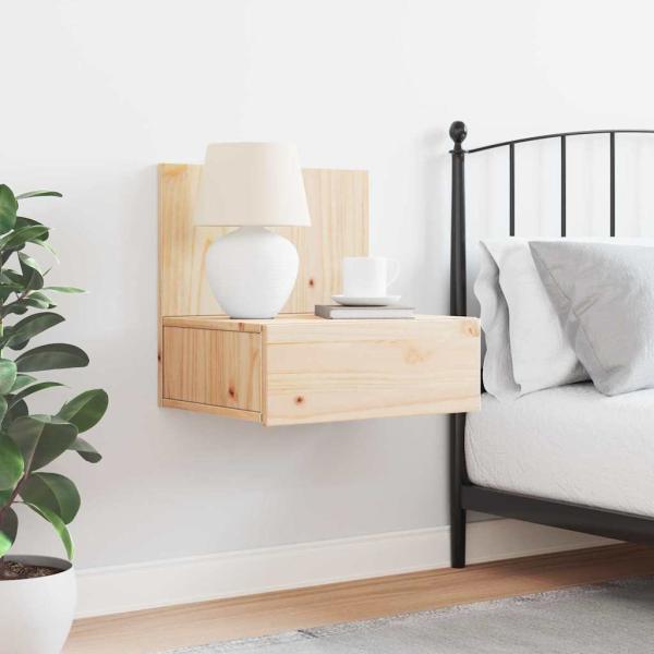 Wandmontierter Nachttisch Braun 42 x 32.5 x 40 cm Massivkiefer