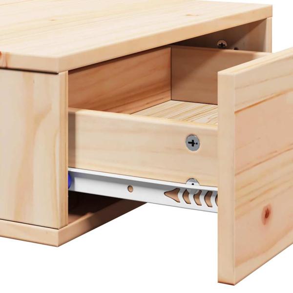Wandmontierter Nachttisch Braun 42 x 32.5 x 40 cm Massivkiefer