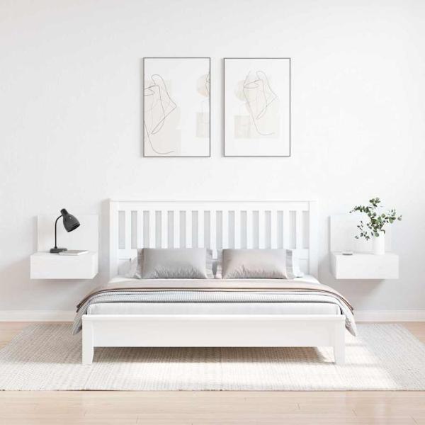 Wandmontierter Nachttisch 2 pcs Weiß 42 x 32.5 x 40 cm