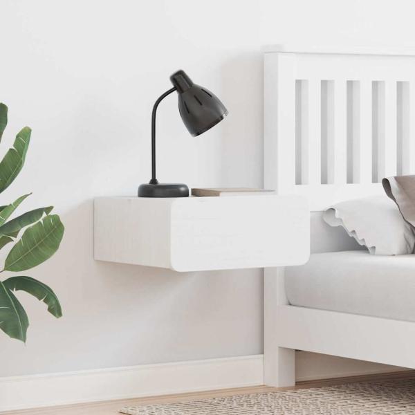 ARDEBO.de - Wandmontierter Nachttisch Weiß 39 x 34 x 16,5 cm Massivkiefer