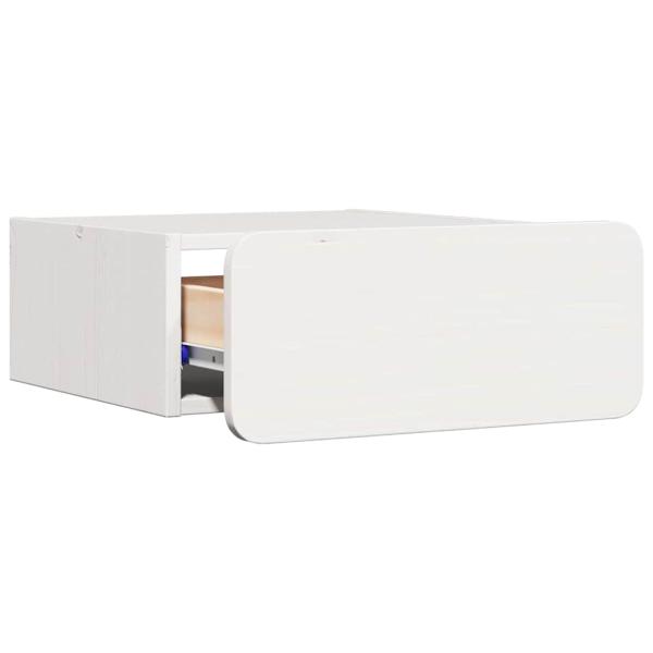 Wandmontierter Nachttisch Weiß 39 x 34 x 16,5 cm Massivkiefer