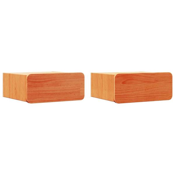 Wandmontierter Nachttisch 2 pcs Wachsbraun 39 x 34 x 16,5 cm