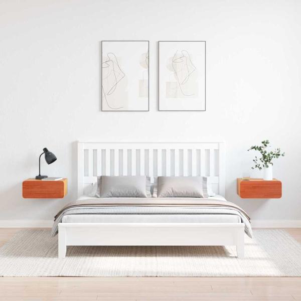 Wandmontierter Nachttisch 2 pcs Wachsbraun 39 x 34 x 16,5 cm