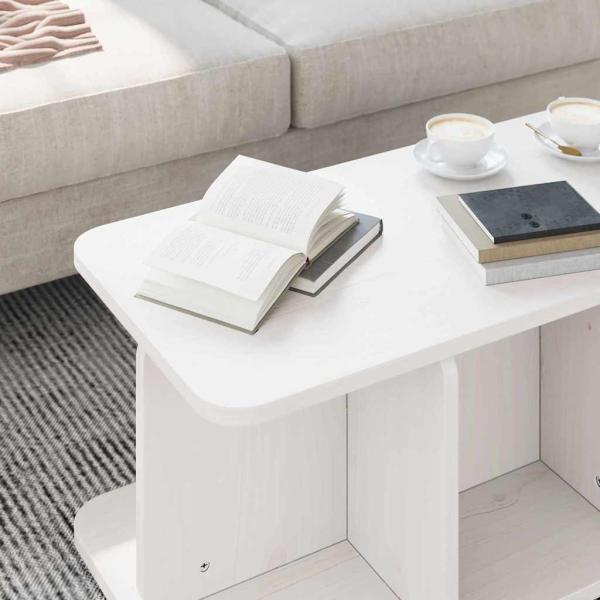 Couchtisch Weiß 80 x 39,5 x 33,5 cm Massivkiefer