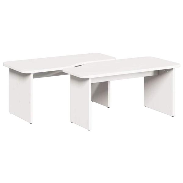 Couchtisch 2 pcs Weiß 100 x 69 x 35.5 cm Massivkiefer