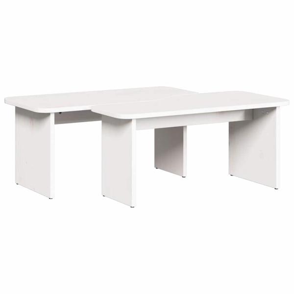 Couchtisch 2 pcs Weiß 100 x 69 x 35.5 cm Massivkiefer