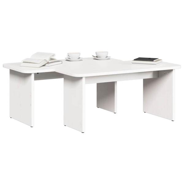 Couchtisch 2 pcs Weiß 100 x 69 x 35.5 cm Massivkiefer
