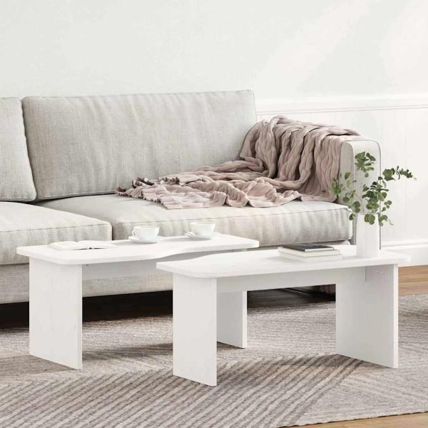 Couchtisch 2 pcs Weiß 100 x 69 x 35.5 cm Massivkiefer