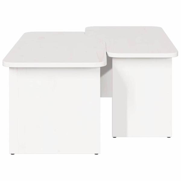 Couchtisch 2 pcs Weiß 100 x 69 x 35.5 cm Massivkiefer