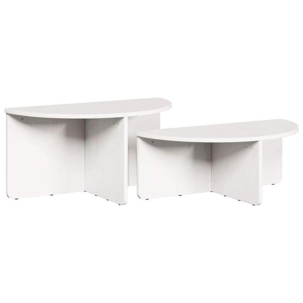 Couchtisch 2 pcs Weiß 79 x 39.5 x 40 cm Massivkiefer