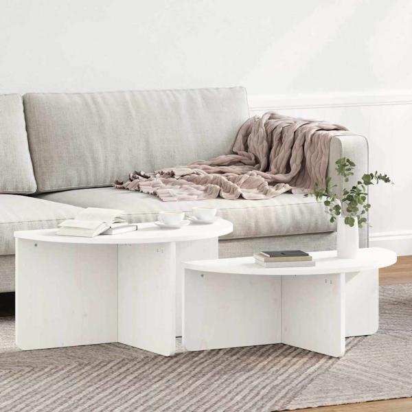 Couchtisch 2 pcs Weiß 79 x 39.5 x 40 cm Massivkiefer