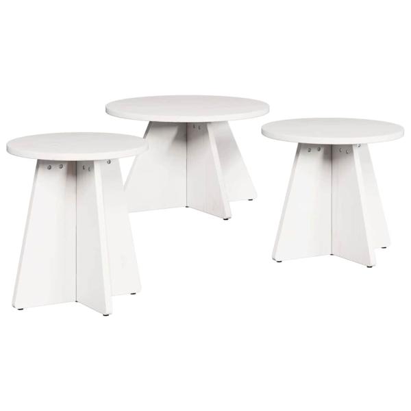 Kaffeetisch Set 3 pcs Weiß 49 x 49 x 30 cm Massivkiefer