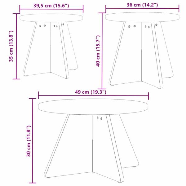 Kaffeetisch Set 3 pcs Weiß 49 x 49 x 30 cm Massivkiefer