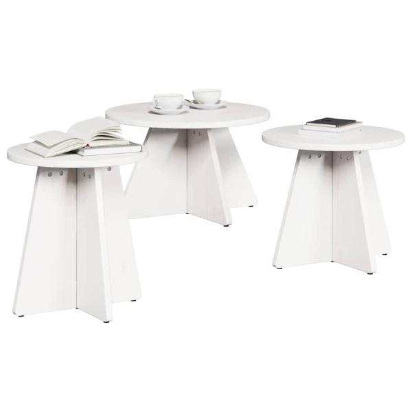 Kaffeetisch Set 3 pcs Weiß 49 x 49 x 30 cm Massivkiefer
