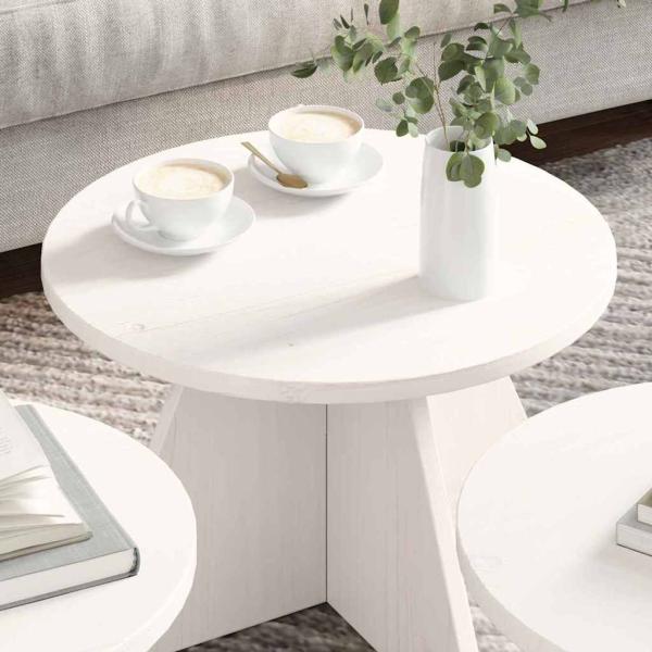 Kaffeetisch Set 3 pcs Weiß 49 x 49 x 30 cm Massivkiefer