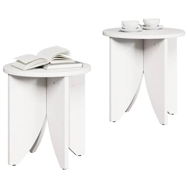 Kaffeetisch Set 2 pcs Weiß 41,5 x 41,5 x 44 cm Massivkiefer