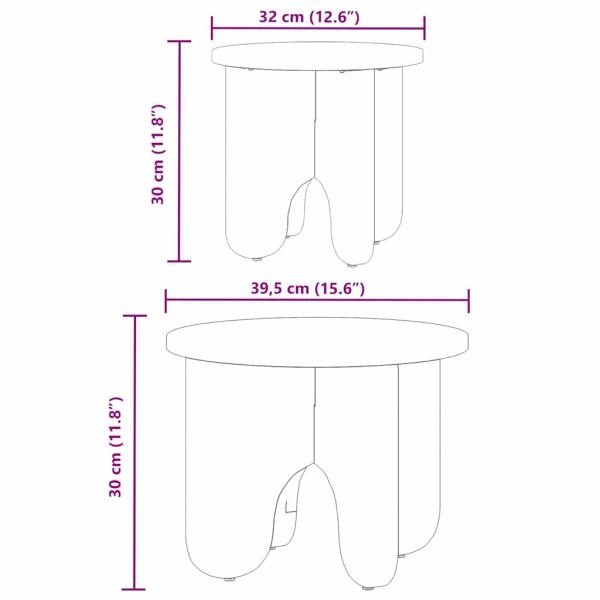 Kaffeetisch Set 2 pcs Natur 39.5 x 39.5 x 30 cm Massivkiefer