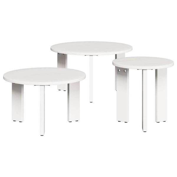 Kaffeetisch Set 3 pcs Weiß 47,5 x 47,5 x 27 cm Massivkiefer