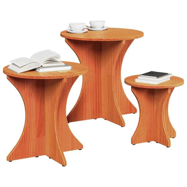 Kaffeetisch Set 3 pcs Wachsbraun 46 x 46 x 47 cm Massivkiefer