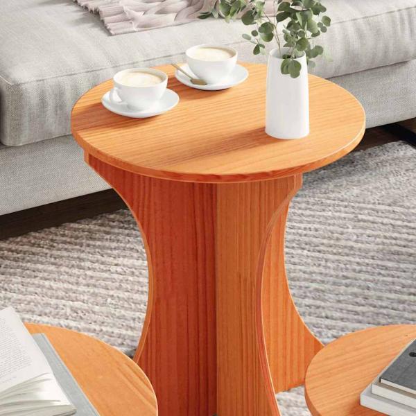 Kaffeetisch Set 3 pcs Wachsbraun 46 x 46 x 47 cm Massivkiefer
