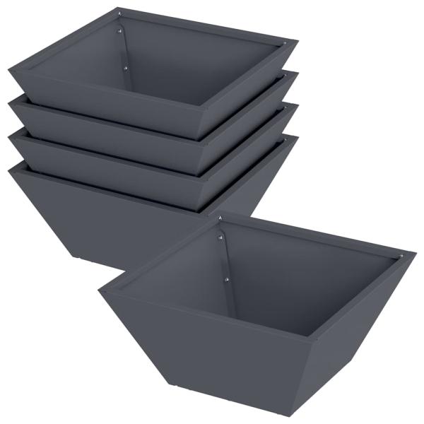 Kunststoff-Pflanzer 5 pcs Anthrazit 35 x 35 x 15 cm Stahl