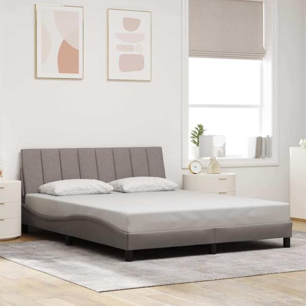 ARDEBO.de - Bettgestell ohne Matratze "Hanko" Taupe 160x200 cm Stoff
