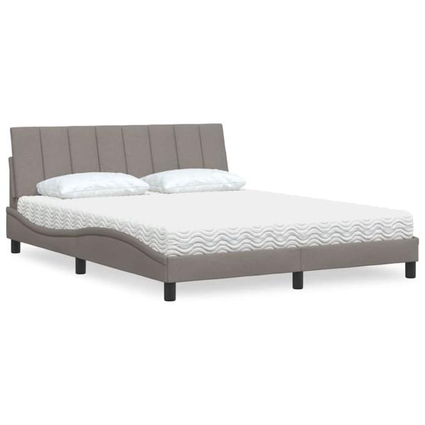 ARDEBO.de - Bett mit Matratze "Hanko" Taupe 160x200 cm Stoff