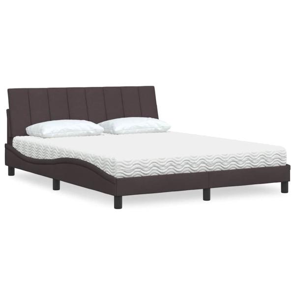 ARDEBO.de - Bett mit Matratze "Hanko" Dunkelbraun 160x200 cm Stoff