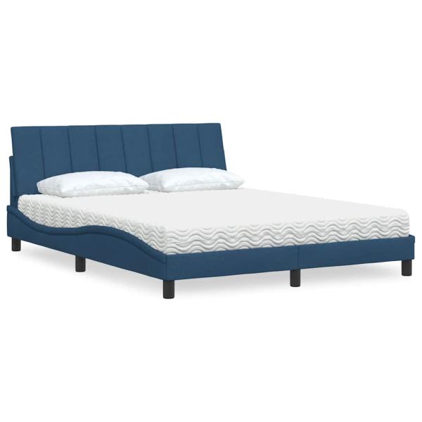 ARDEBO.de - Bett mit Matratze "Hanko" Blau 160x200 cm Stoff
