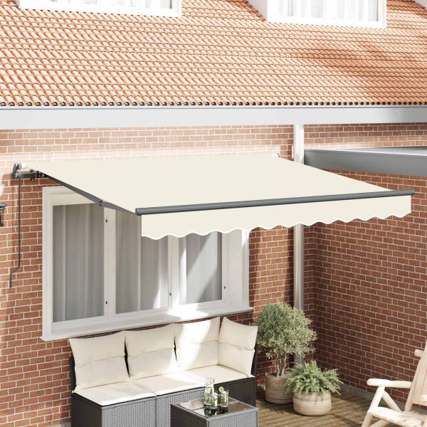ARDEBO.de - Einziehbare Markise Creme und Anthrazit 250 x 200 cm 2,5 x 2 m