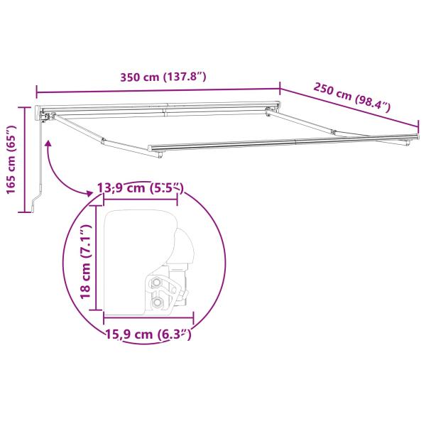 Einziehbare Markise Rot und weiße Streifen 350x250 cm