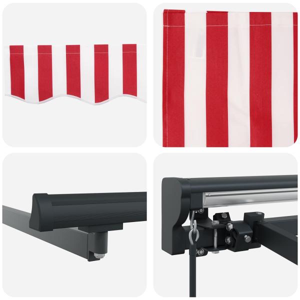 Einziehbare Markise Rot und weiße Streifen 350x250 cm