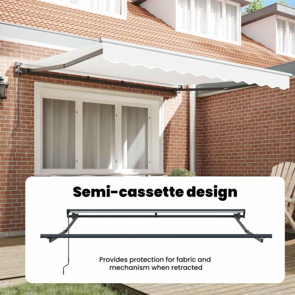 Einziehbare Markise Weiß 350x250 cm Gewebe