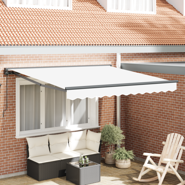 Einziehbare Markise Weiß 350x250 cm Gewebe