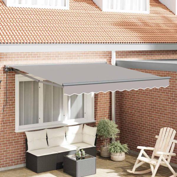 ARDEBO.de - Einziehbare Markise Hellgrau 350x250 cm Gewebe