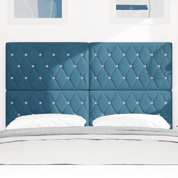 Samt Kopfteil Argyle mit Kopfteil Dunkelblau 144 cm Samt