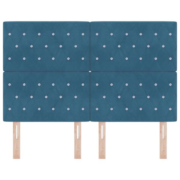 Samt Kopfteil Argyle mit Kopfteil Dunkelblau 144 cm Samt