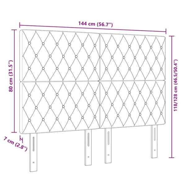 Samt Kopfteil Argyle mit Kopfteil Dunkelblau 144 cm Samt