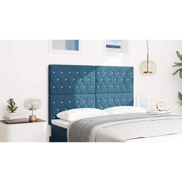 Samt Kopfteil Argyle mit Kopfteil Dunkelblau 144 cm Samt
