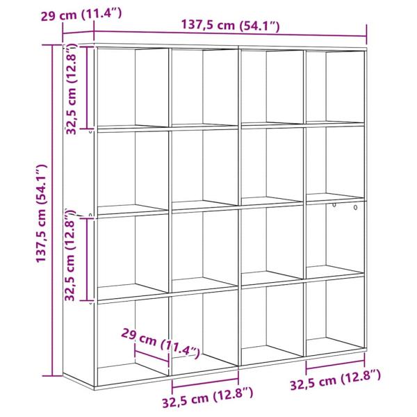 Bücherregal Schwarze Eiche 137,5 x 29 x 137,5 cm Holzwerkstoff